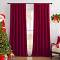 Joydeco Red 100% Blackout Curtains 90 Inch 2 Panels, Luxury Thermal Red Velvet Curtains for Bedroom Living Room, Soundproof Blackout Window Drapes, Rod Pocket & Back Tab (52W x 90L)