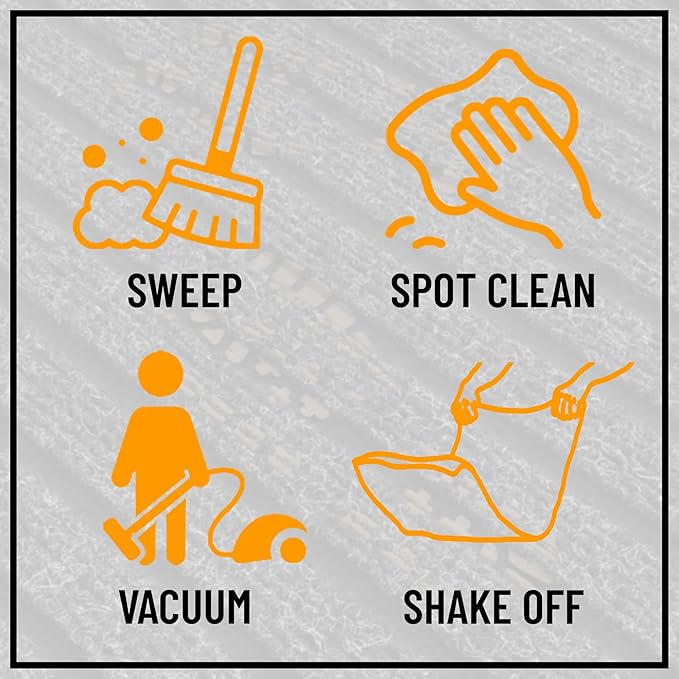 Ottomanson 2' x 29' Hallway Runner with Scraper Pile Extra Durable Non-Slip Rug Mat for Indoor & Outdoor Use - Ideal for Kitchen, Entryway, Patio & Garage - High-Traffic Carpet, Black