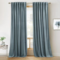 RYB HOME Blue Velvet Curtains 84 inches - Blackout Curtains for Living Room, Thermal Insulated Noise Reducing Panels Soft Luxury Window Decor for Bedroom, Stone Blue, W52 x L90 inches, 2 Panels