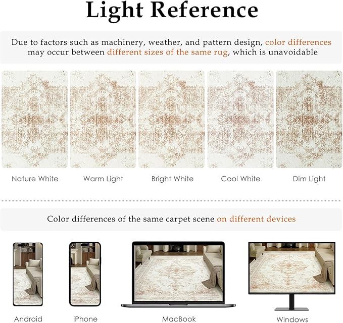 Runner Rug 2x6 Cream Hallway Washable Beige Carpet Non Slip Vintage Medallion Beige Carpet Low Pile Soft Distressed Retro Indoor Long Rug for Entryway Kitchen Bathroom Laundry Bedroom