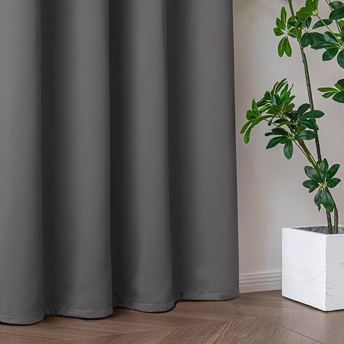 Curtains 108 Inches Long 2 Panels Set, Blackout Curtains for Bedroom Living Room, Thermal Insulated Grommet Room Darkening Drapes for Privacy Home Decor Windows(W52 x L108, Light Grey)