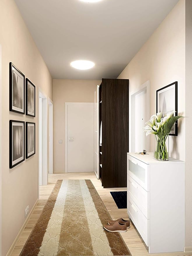 Custom Length Hallway Runner Rug,Slip Resistant,Trellis Beige, 26 Inch X 23 feet, Sold and Priced Per Foot