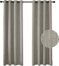 Jacquard Linen Curtains 84 inch Length 2 Panels Thick Faux Linen Blended Window Drapes Burlap Textured Curtains with Grommet for Living Room Bedroom Farmhouse (52x84 Light Khaki) Natural