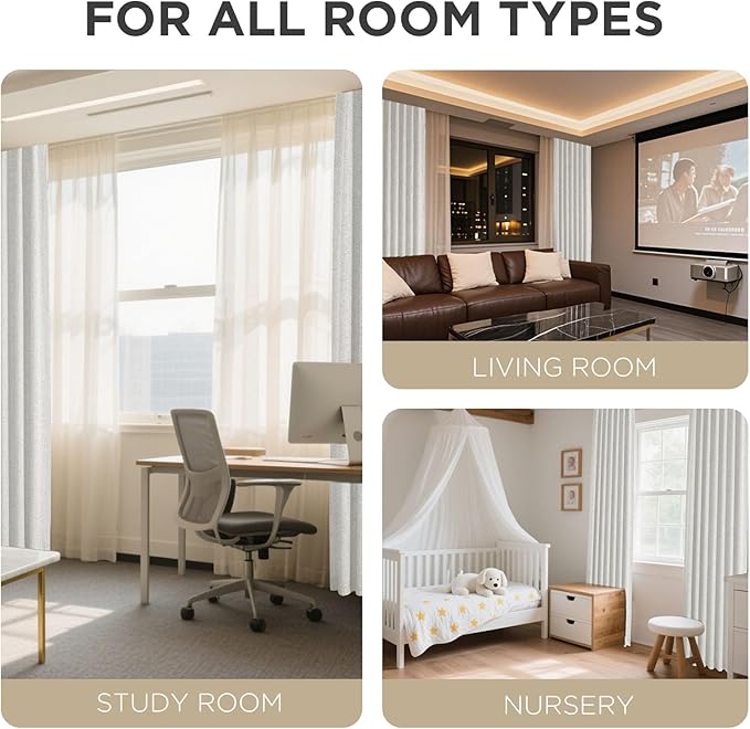 Joydeco Linen Blackout Curtains for Bedroom - 100% Light Blocking 1 Panels, White Drapes 70" W x 96" L, Thermal Insulated Room Darkening Curtains for Living Room, Rod Pocket & Back Tabs
