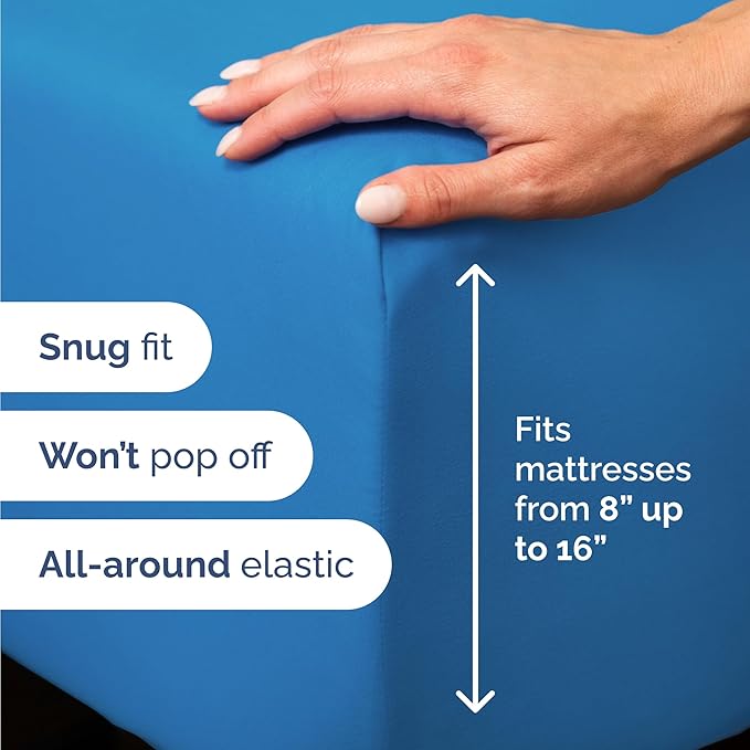 Twin 4 Piece Sheet Set - Cooling, Comfy & Breathable - Hotel Luxury Bedding, Includes Fitted Sheet for Women, Men, Kids & Teens - 1 Flat, 1 Fitted Sheet, 2 Pillowcases with Deep Pockets - Royal Blue