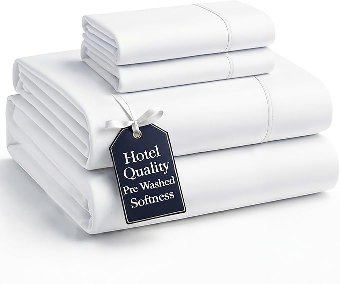 Casa Platino Bedding Sheets & Pillowcases, 100% Brushed Microfiber Pre-Washed California King Sheet Sets, Soft California King Sheet Set, 15 inch Deep Pocket White California King Sheets