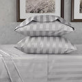 URBANHUT 800 Thread Count 100% Cotton Damask Full Size Sheets, 4 Piece Striped Full Size Bedsheets, Luxury Hotel Sheets Sateen Weave - Better Than Egyptian, 16" Elasticized Deep Pocket- Silver Grey