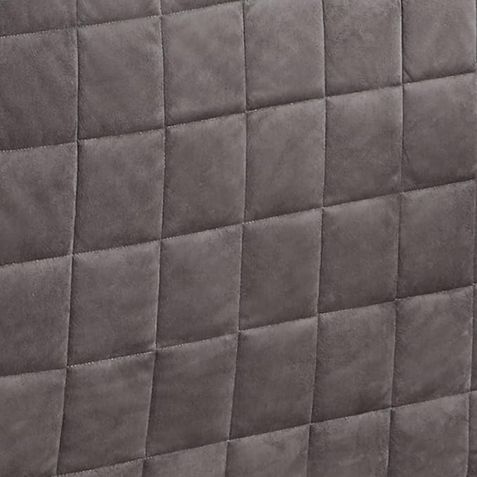 Touch of Class Camden Luxury Bedding | Neutral Charcoal Gray Color | Grande Fitted Bedspread | Faux Suede Box Quilted Design | Designed 3 Piece Set Includes Queen Bedspread and 2 Standard Shams