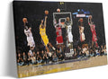 Basketball Legends Canvas Wall Art Print Poster, Iconic Sports Stars Shooting Inspirational Picture, Motivational Photography Wall Decor for Gym Dorm Home Office Living Room Bedroom, Framed 20x24inch