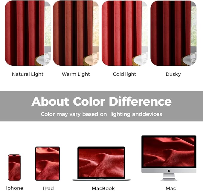 Pinch Pleated 100% Blackout Curtains for Bedroom, Red Velvet Curtains for Living Room, Black Out Curtain 86 inch Long Room Darkening, Blackout Pinch Pleat Drapes with Hooks 2 Panels