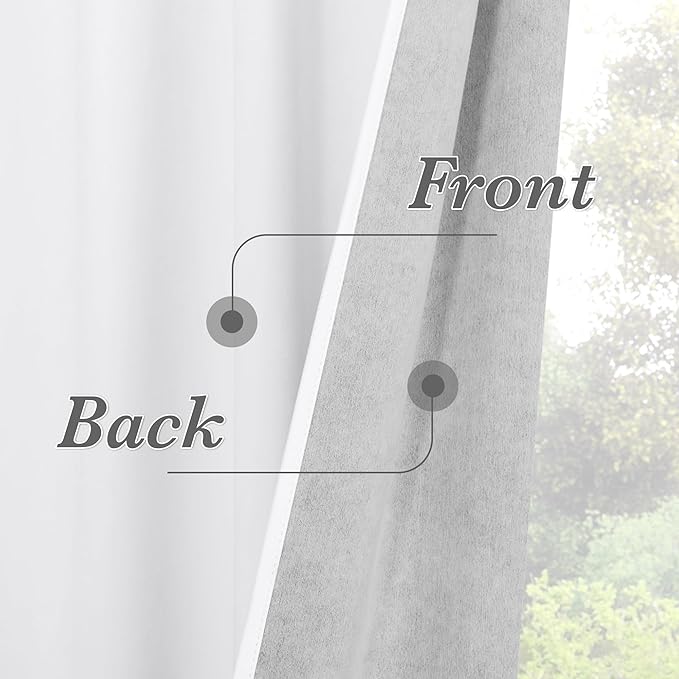 RYB HOME 100% Blackout White Velvet Curtains for Bedroom, Back Tab and Rod Pocket Thermal Insulated Room Darkening Curtains for Living Room Nursery, White, 52W x 108L, 2 Panels