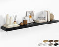 RICHFOCUS 72Inch Floating Shelves for Wall 1 Pack Shelves for Bedroom|Kitchen|Bathroom Wall Mounted Rustic Wood Floating Shelf with Invisible Brackets for Books|Storage|Decor, Black