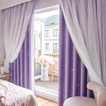 Star Double Layer Blackout Curtains for Bedroom, Kids - Cute, 96 Inch Long, 2 Panels Set, Purple, 42 x 96 Inch