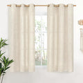 YoungsTex 48 Inches Long Linen Curtains for Short Window, Boho Semi Sheer Drapes Textured Light Filtering with Bronze Grommet Privacy for Kitchen Living Room Windows, 42 x 48 Inch, 2 Panels