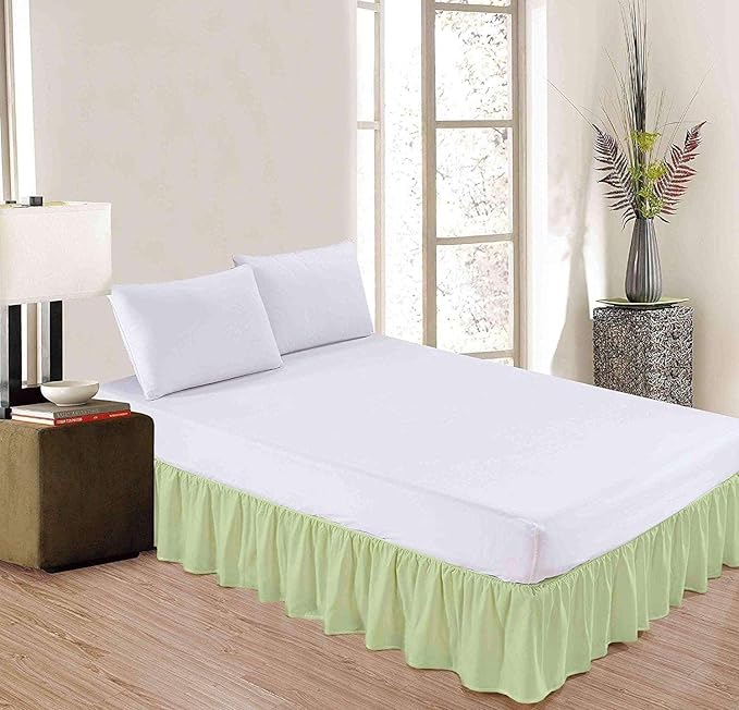 Sage Solid Ruffled Bed Skirt Cal-King-26 Inch Drop Split Corner, Microfiber Bedskirt with Platform Three Sided Coverage