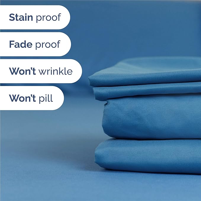 King 6 Piece Sheet Set - Cooling, Comfy & Breathable - Hotel Luxury Bedding, Includes Fitted Sheet for Women, Men, Kids & Teens - 1 Flat, 1 Fitted Sheet, 4 Pillowcases with Deep Pockets - Denim Blue