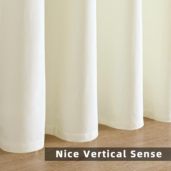 Joydeco White Velvet Curtains 96 inch Length 2 Panels, Luxury Blackout Rod Pocket Thermal Insulated Window Curtains, Super Soft Room Darkening Drapes for Living Dining Room Bedroom,W52 x L96 inches