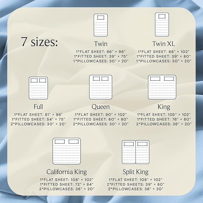 LuxClub 4 PC Queen Sheet Set, Deep Pockets Wrinkle Free Cooling Bed Sheets Hotel Bedding for Women, Men, Includes 1 Fitted Sheet, 1 Flat Sheet and 2 Pillowcases-Silky Soft Sky
