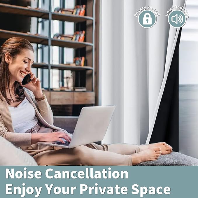 BGment Short Blackout Curtains 54 Inch Length for Bedroom, Thermal Insulated Energy Efficiency Noise Reducing Grommet Curtains with Liner for Small Window 2 Panels Each 52 Inch Wide Greyish White