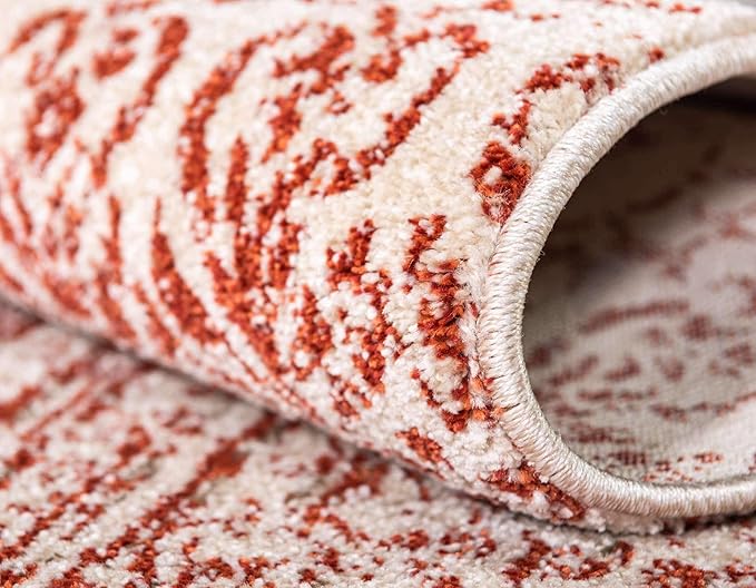Unique Loom Del Mar Collection Area Rug - Jennifer (4' 1" x 6' 1" Rectangle, Red/ Beige)