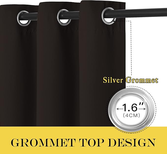 NICETOWN Toffee Brown Blackout Curtains for Bedroom 95 Inch Length - Thermal Insulated Room Darkening Privacy Grommet Window Drapes for Boys Room, Set of 1 Panel, 80 x 95 Inch