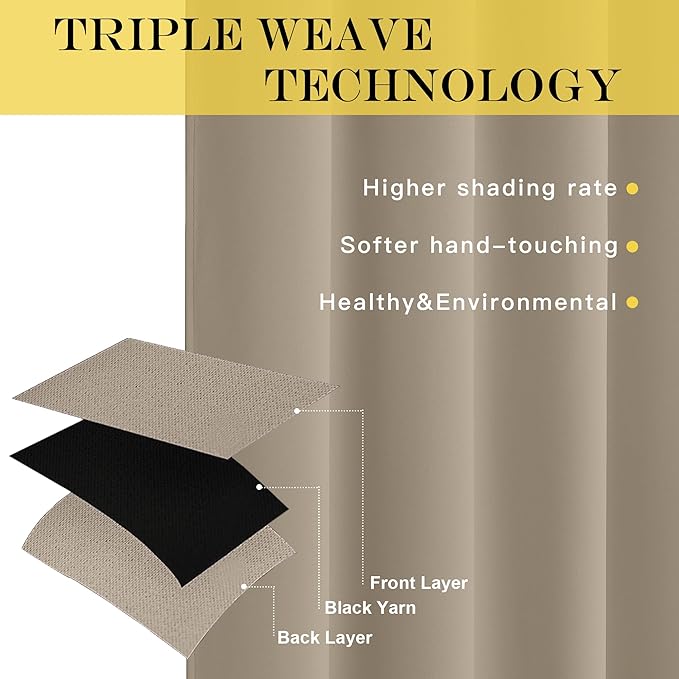 NICETOWN Blackout Patio Curtains 100 x 144 Inches Long for Sliding Door Extral Wide Blackout Curtain Panels Thermal Insulated Room Divider - Grommet Top, 100" W x 144" L, 1 Panel, Taupe