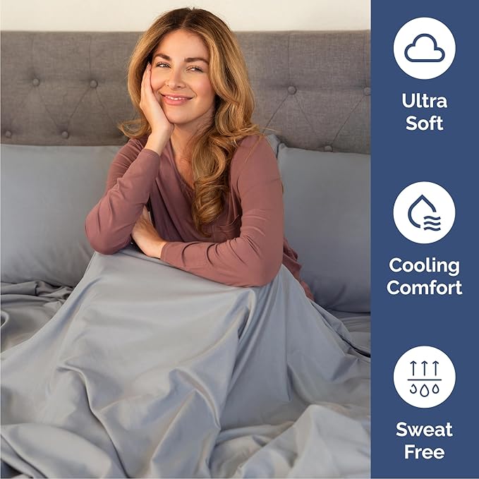 Cal King 6 Piece Sheet Set - Cooling & Breathable - Hotel Luxury Bedding, Includes Fitted Sheet for Women, Men, Kids and Teens - 1 Flat, 1 Fitted Sheet, 4 Pillowcases with Deep Pockets - Steel Blue
