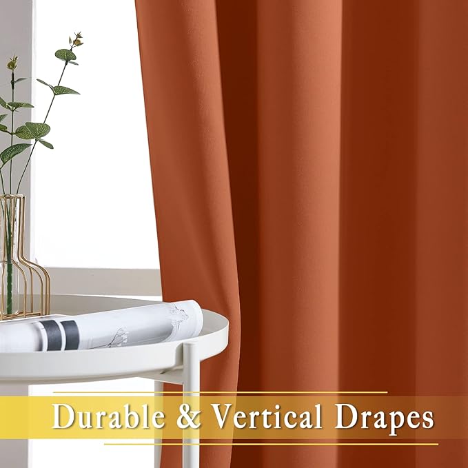 NICETOWN Door Curtain for Closet Doors 80 Inches Long 1 Panel, Blackout Doorway Curtain for Open Closet Bedroom, Room Divider Living Room for Privacy (Burnt Orange, 1 Panel, 46W x 80L)