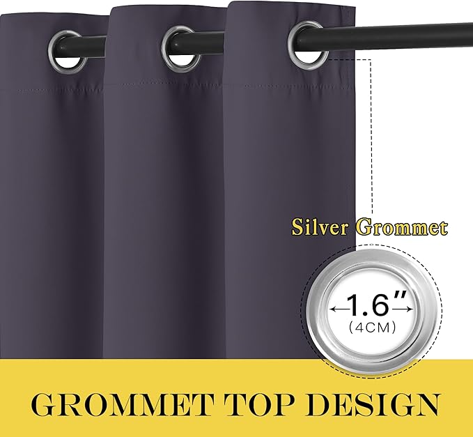 NICETOWN Privacy Room Divider Curtain Thermal Blackout Curtain for Patio Door, Living Room, Bedroom Partition and Shared Office Space, 1 Grommet Panel, Greyish Purple, 100 inch x 108 inch Long