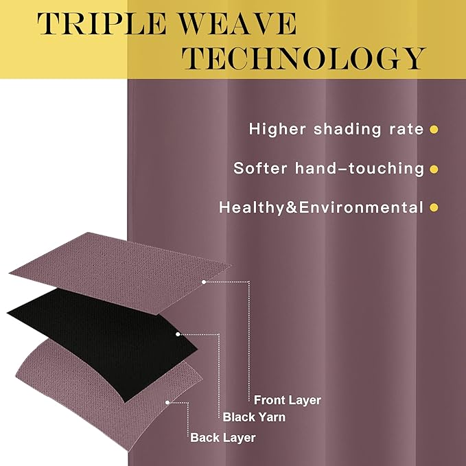 NICETOWN Blackout Curtains 84 Inch Length, Thermal Insulated Curtains for Bedroom Grommet Energy Saving Room Darkening Drapes for Living Room Window, 1 Panel, Dry Rose, 66" W x 102" L