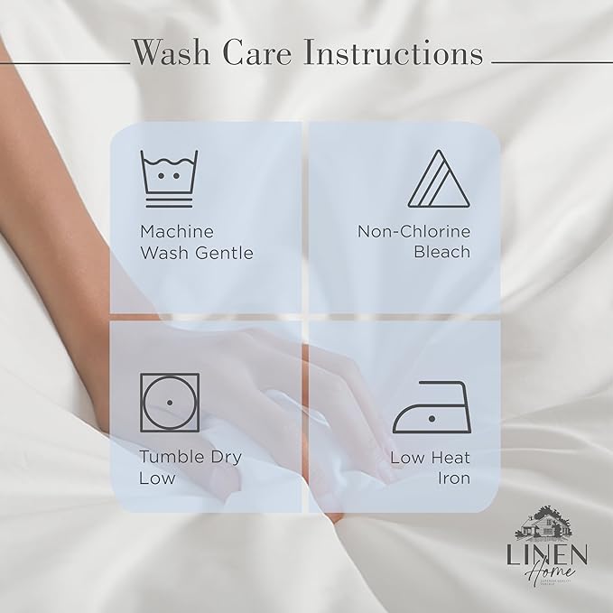 Linen Home 100% Cotton Percale Sheet Set, King Size, Snow White, Deep Pocket, 6 Pieces Set - 1 Flat, 1 Deep Pocket Fitted Sheet and 4 Pillowcases, Crisp Cool and Strong Bed Linen
