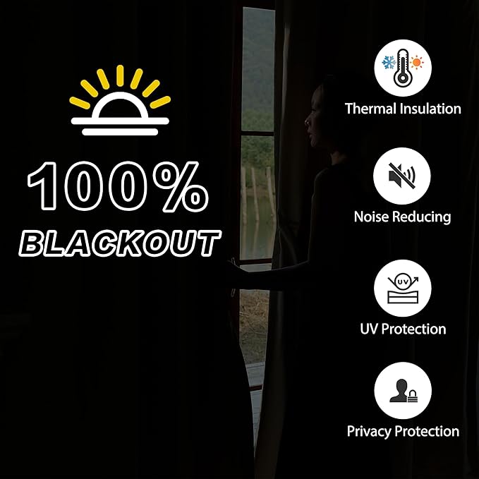 3 Layers Soundproof Curtains Grommet Full Blackout Curtains with Thermal Insulation Curtains Noise and Heat Reduction for Bedroom Living Room 50”widthx108”Length Inch Navy Blue 1 Panel