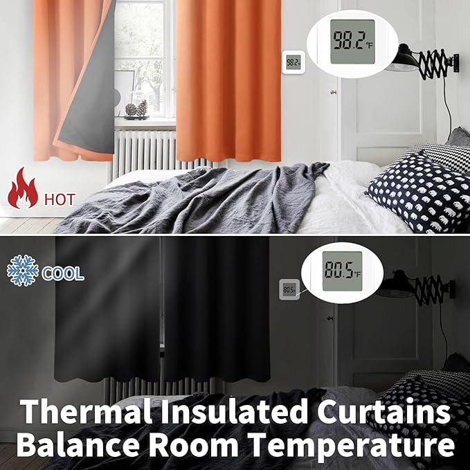 BGment Thermal Insulated 100% Blackout Curtains 84 Inch Length 2 Panels, Total Light Blocking Curtains for Bedroom, Grommet Window Drapes with Thick Black Liner, 42 Inch Wide Each Panel, Burnt Orange