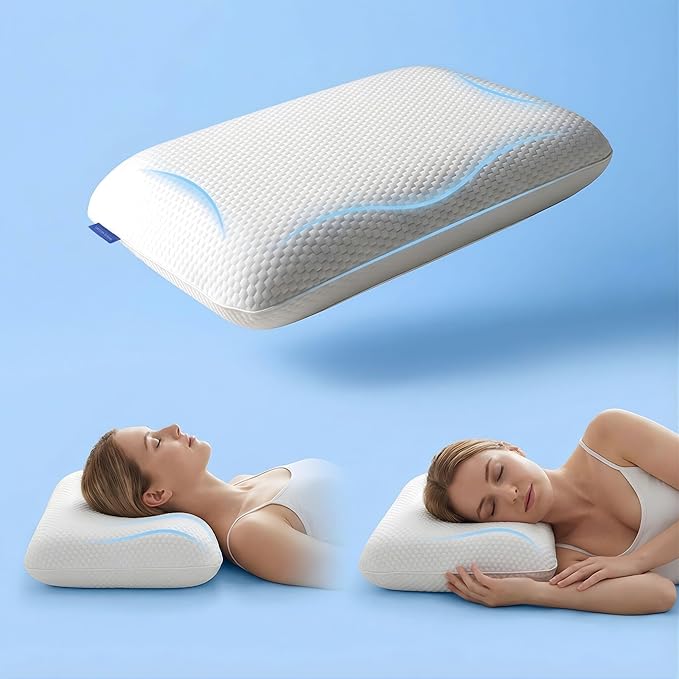 Classic Memory Foam Pillow with Bag – Ergonomic Cervical Neck Pillow for All Sleep Positions – Cervical Alignment Support and Daily Sleeping Comfort