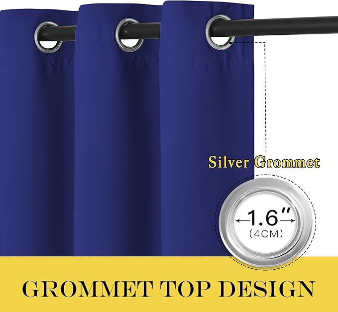 NICETOWN Blackout Curtain for Sliding Door - Patio Door Curtains, Thermal Insulated Wide Drapes/Draperies for Bedroom (Dark Blue, 100 by 84-Inch)