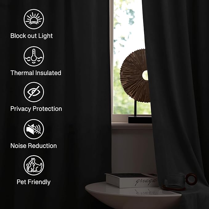 StangH Velvet Curtains 120 inches Long - Extra Long Rod Pocket Blackout Curtains for Living Room, Room Darkening Thermal Insulated Backdrops for Hall/Bedroom, Grey, W52 x L120, 2 Panels