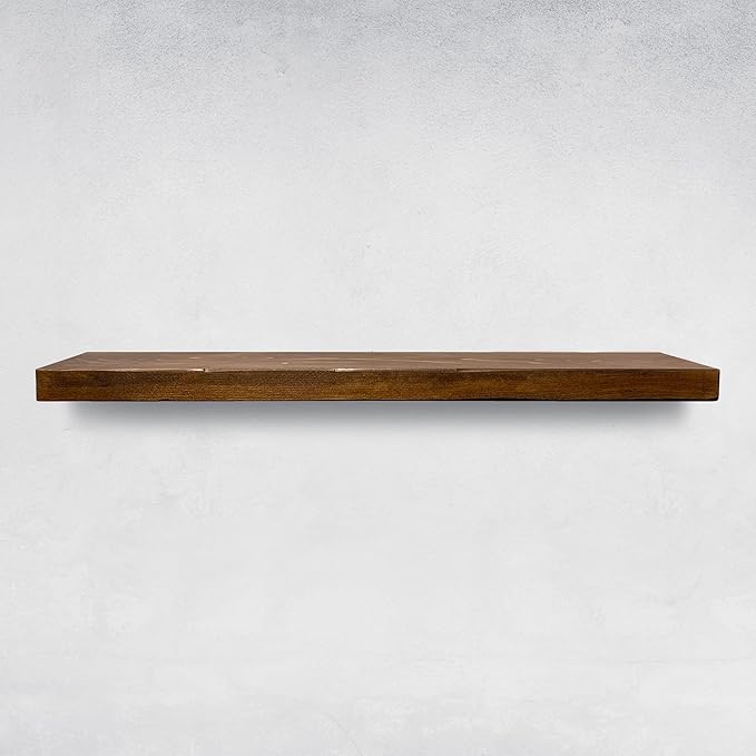 URBANDI, Rustic Floating Shelves, Set of 2, Hidden Bracket, Solid Wood, Heavy Duty, Wall Mounted Shelves, (Provincial, 36Wx6D)