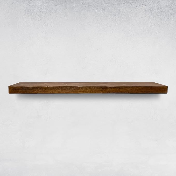 URBANDI, Rustic Floating Shelves, Set of 2, Hidden Bracket, Solid Wood, Heavy Duty, Wall Mounted Shelves, (Provincial, 36Wx10D)