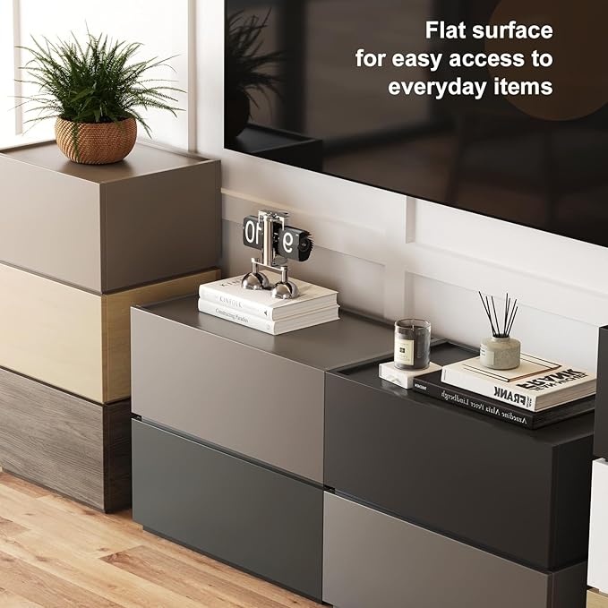 Stackable Storage Drawers, Wooden Drawer Storage Organizer, Modern Nightstands with Wooden Drawers, Small Storage Cabinet, Modular Design, Available in 2 Sizes for Versatile Use Grey Small