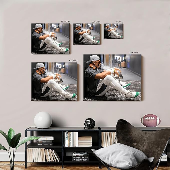 B.B.F MAKE 2025 Super Canvas Bowl Wall Art Champions Eagles Poster Print Philadelphia Hurts Painting Canvas Wall Decor Sports Stars Picture Modern Bedroom Living Room Home Decoration, Framed 8x10inch