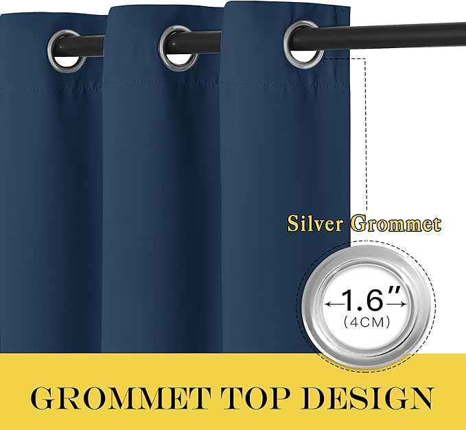NICETOWN Blackout Patio Curtains 100 x 144 Inches Long for Sliding Door Extral Wide Blackout Curtain Panels Thermal Insulated Room Divider - Grommet Top, 100" W x 144" L, 1 Panel, Moroccan Blue