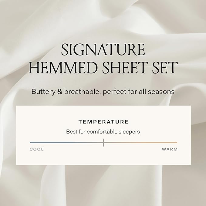 BOLL & BRANCH Signature Hemmed Sheet Set - Twin XL, Stone - Luxury 100% Organic Cotton - Includes 1 Flat, 1 Fitted, 2 Pillowcases - Buttery Soft