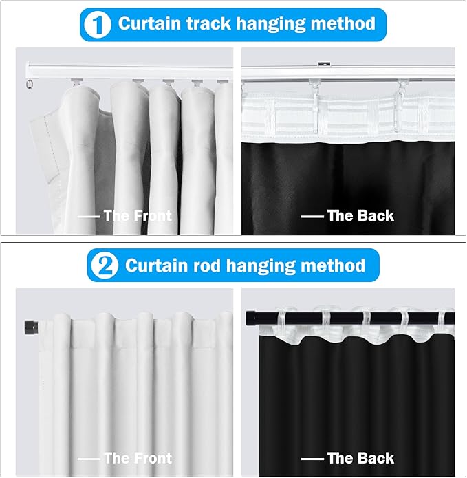Room Divider Curtains Total Blackout Privacy Curtain Panel Room Thermal Insulated Noise Reduction Curtains for Bedroom Window Living Room Ceiling Track Curtain W 10 ft × H 7 ft White