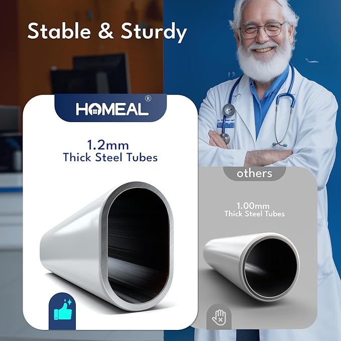 HOMEAL Bed Rails for Elderly Adults Safety, ASTM Approved Adjustable Bedside Assist Rail for Seniors with Sensor Light, Non-Slip Ergonomic Handle & Support Bar, 350lb Tested, Fixing Strap (Grey)