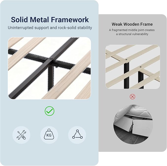 Allewie Full Size Velvet Bed Frame/Vertical Channel Tufted Wingback Headboard/Upholstered Platform Bed/Strong Wooden Slats/No Box Spring Needed/Easy Assembly/Blue