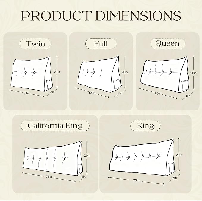 WOWMAX 100% Cotton Corduroy Headboard Pillow – California King Size Back Support Reading Wedge for Bed & Daybed, Plush Handmade Bolster Cushion with Removable Cover, Cozy Bed Rest Pillow, Red