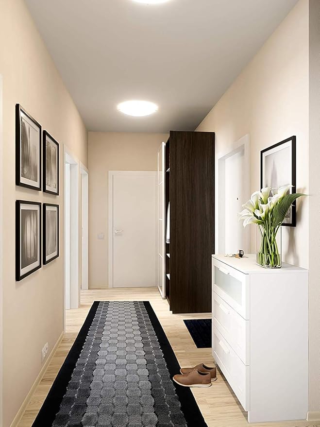 Custom Length Hallway Runner Rug,Slip Resistant,Checkered Black, 26 Inch X 31 feet, Sold and Priced Per Foot