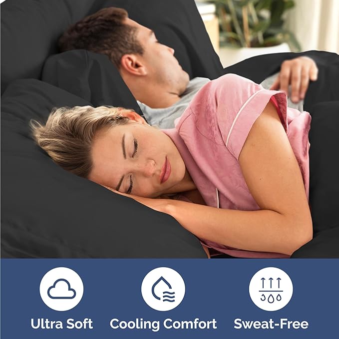 Twin 4 Piece Sheet Set - Cooling, Comfy & Breathable - Hotel Luxury Bedding, Includes Fitted Sheet for Women, Men, Kids and Teens - 1 Flat, 1 Fitted Sheet, 2 Pillowcases with Deep Pockets - Black