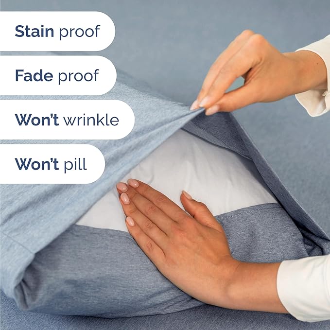 Twin 4 Piece Sheet Set - Cooling & Breathable - Hotel Luxury Bedding, Includes Fitted Sheet for Women, Men, Kids and Teens - 1 Flat, 1 Fitted Sheet, 2 Pillowcases with Deep Pockets - Heathered Blue