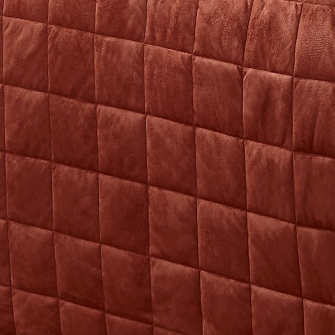 Touch of Class Camden Luxury Bedding | Warm Russet Color | Grande Fitted Bedspread | Faux Suede Box Quilted Design | Designed 3 Piece Set Includes Queen Bedspread and 2 Standard Shams